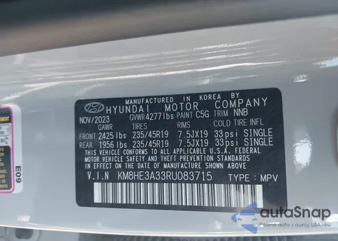 2024 Hyundai Kona Limited z USA, uszkodzony, nr VIN KM8HE3A33RU083715